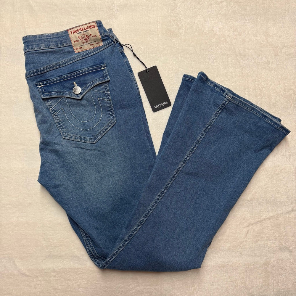 Women's True Religion Joey Mid Rise Flare Jeans in Blue Size 33 NWT